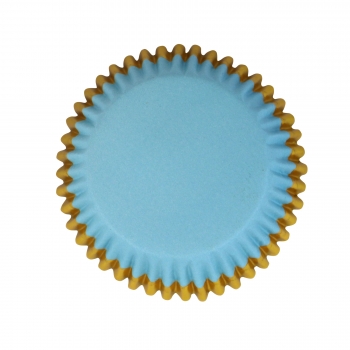Cupcake Backförmchen - Hellblau mit Goldrand